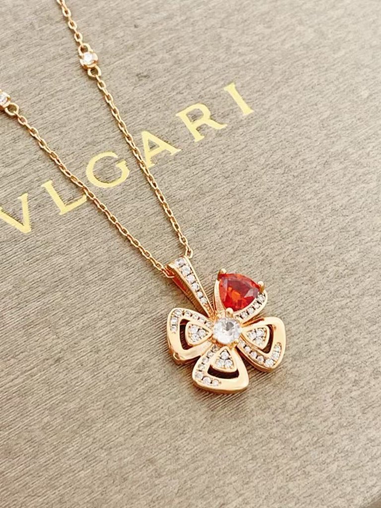 Bulgari Rose Gold Pave Diamond Fiorever Necklace